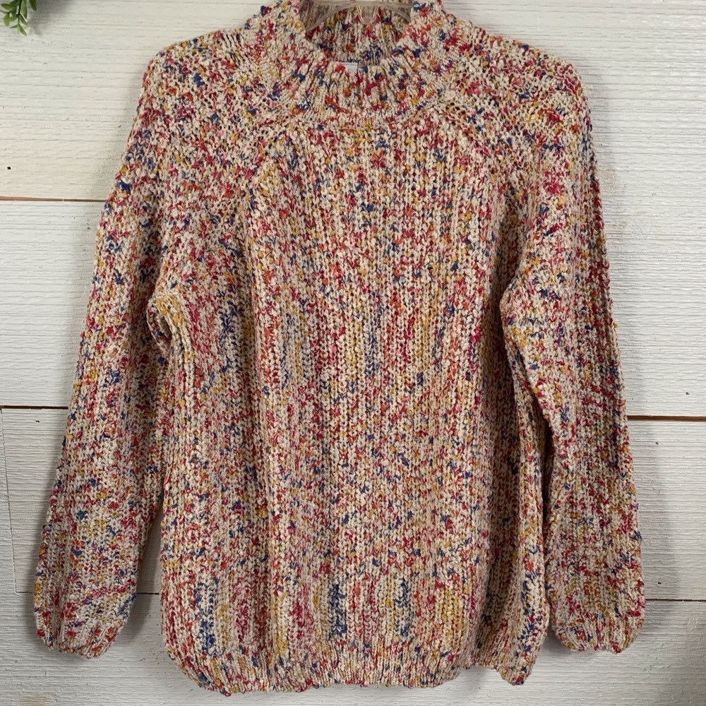 Multi Color Mock Neck Sweater.  Size 14.